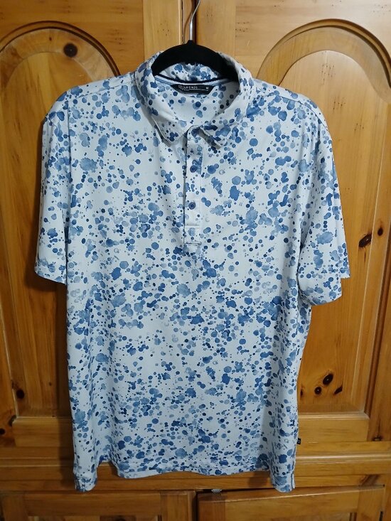 7 Diamonds Other - 7 Diamonds 4 Way Stretch Golf Polo Shirt Men's Medium Blue/White Splatter EUC